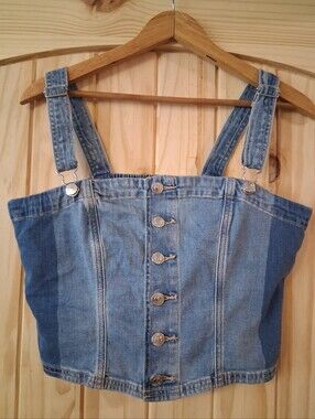American Eagle Denim Cropped Top Sz L